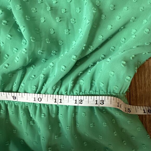 Elle Swiss Dot Green Sleeveless Dress Size 10 - Picture 4 of 7
